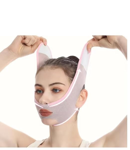 Double Chin Reducer & Face Tightening Mask V-Line Beauty Strap for Women – Use While Sleeping (Set of 2)