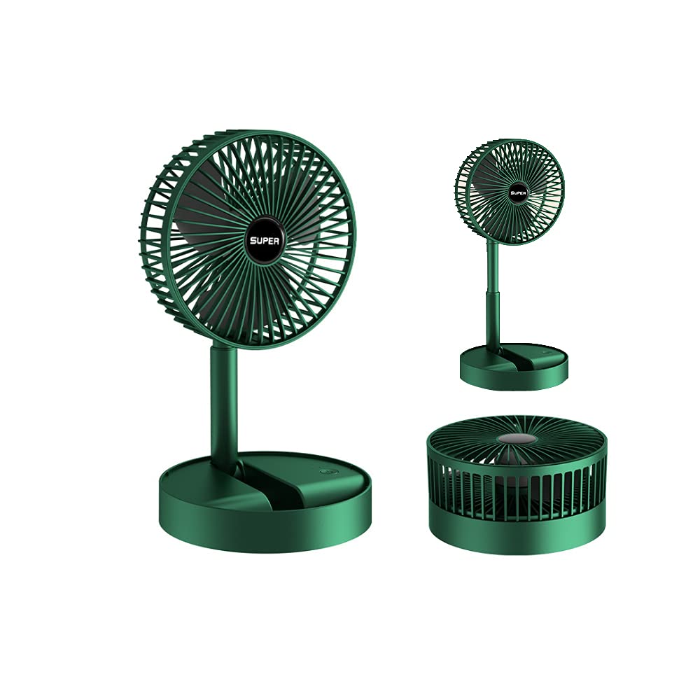Portable Folding Pedestal Fan, 6.5-Inch Rechargeable USB Desk Fan with 3 Speeds and 2000mAh Battery, Adjustable and Compact for Home, Office, Camping, and Travel Use