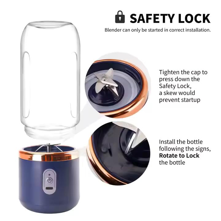 Portable Blender for Smoothies & Juices – 40W Ice-Crushing Power, 1800mAh Rechargeable Battery, Built-In 400ML Jar