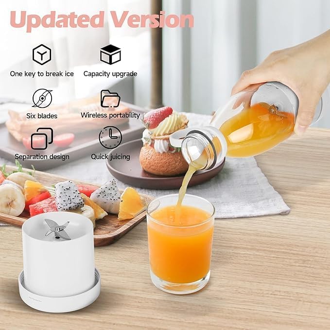 Upgraded Next-Gen Portable Blender – USB Rechargeable Juicer Bottle for Smoothies, Shakes & Fresh Juice (Buy 1 Get 1 Free)