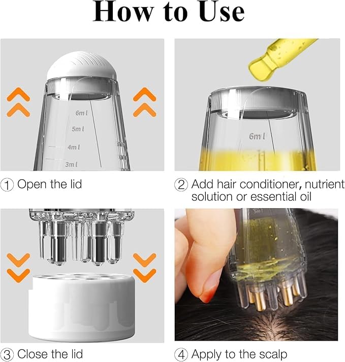 Hair Oil Applicator Bottle with Scalp Massager Comb – Root Applicator for Hair Growth & Scalp Care – Ideal for Oils & Liquids (Set of 2)