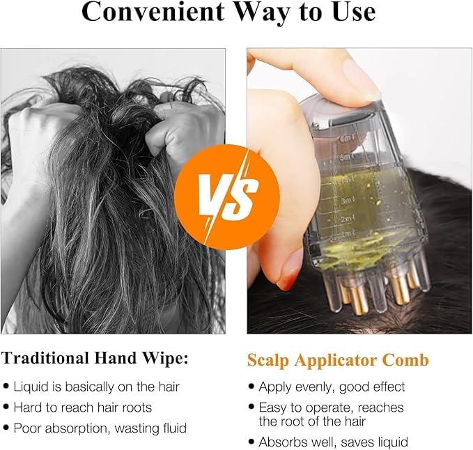 Hair Oil Applicator Bottle with Scalp Massager Comb – Root Applicator for Hair Growth & Scalp Care – Ideal for Oils & Liquids (Set of 2)