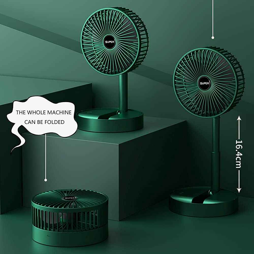 Portable Folding Pedestal Fan, 6.5-Inch Rechargeable USB Desk Fan with 3 Speeds and 2000mAh Battery, Adjustable and Compact for Home, Office, Camping, and Travel Use