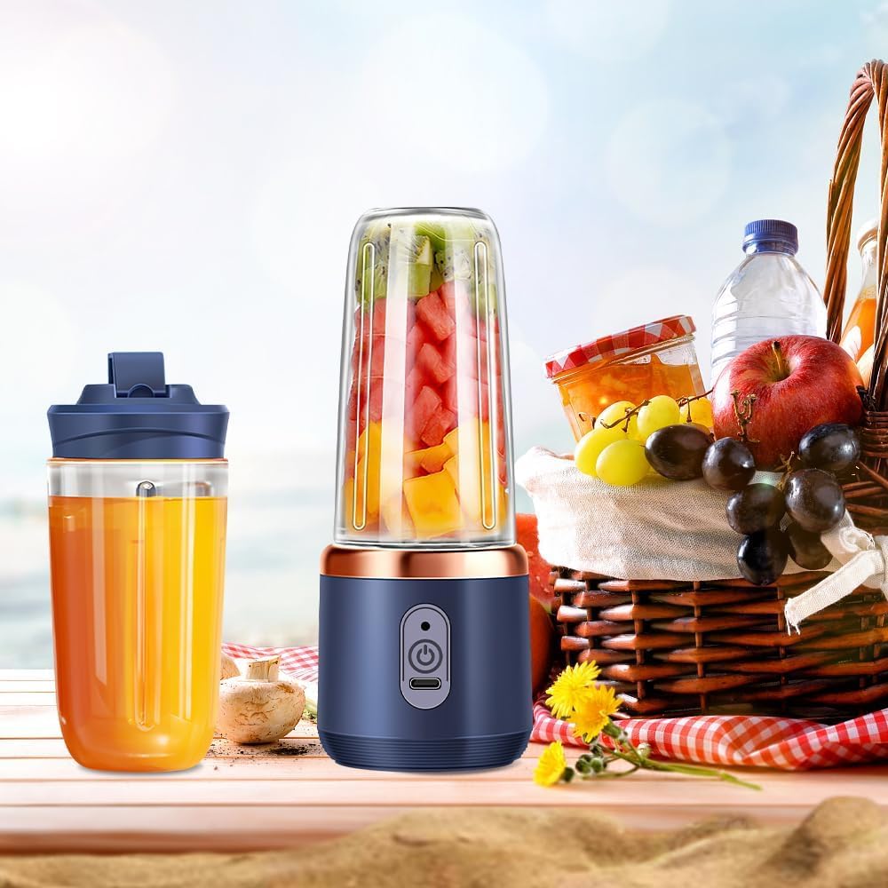 Portable Blender for Smoothies & Juices – 40W Ice-Crushing Power, 1800mAh Rechargeable Battery, Built-In 400ML Jar