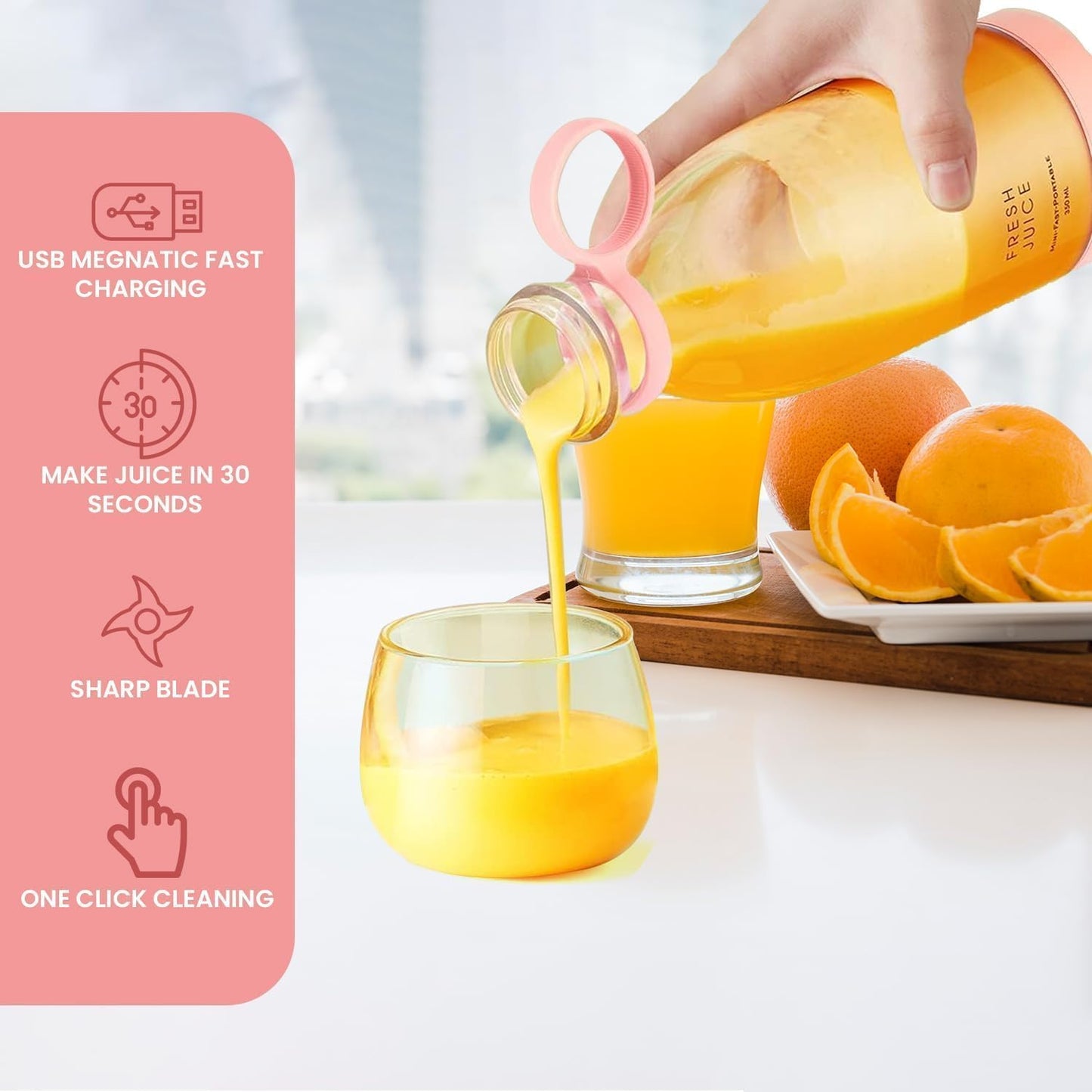Upgraded Next-Gen Portable Blender – USB Rechargeable Juicer Bottle for Smoothies, Shakes & Fresh Juice (Buy 1 Get 1 Free)