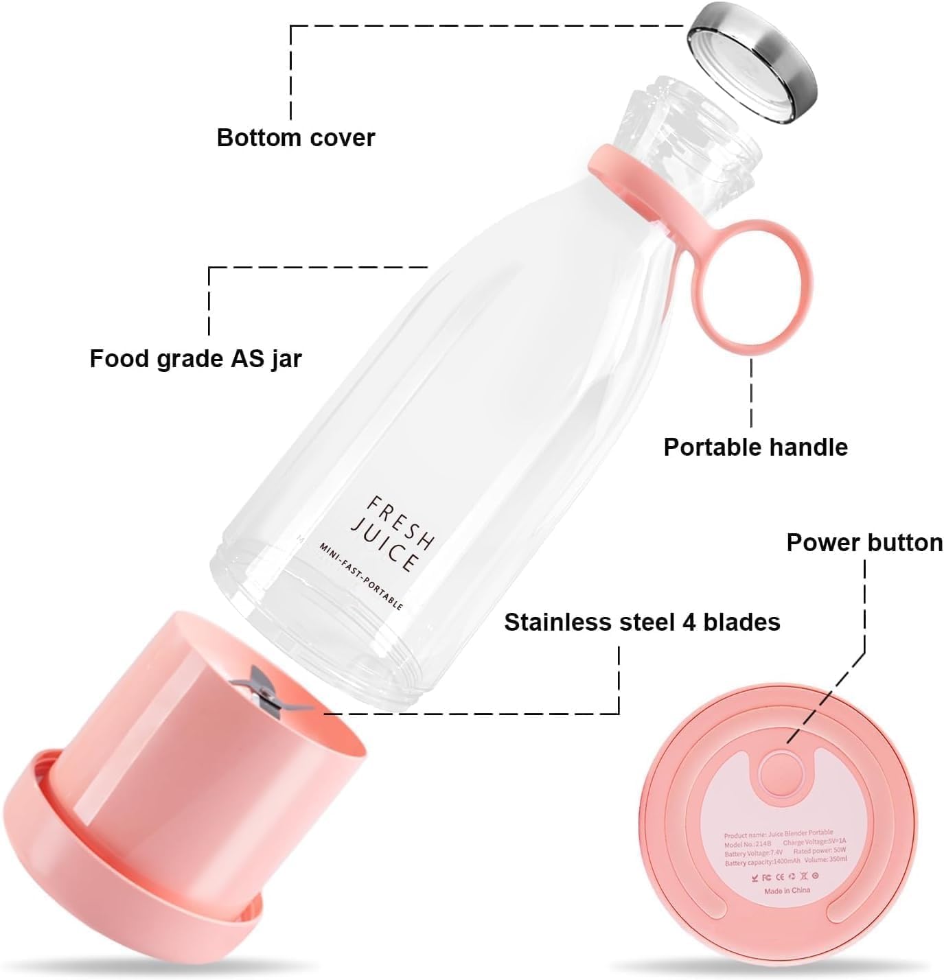 Upgraded Next-Gen Portable Blender – USB Rechargeable Juicer Bottle for Smoothies, Shakes & Fresh Juice (Buy 1 Get 1 Free)