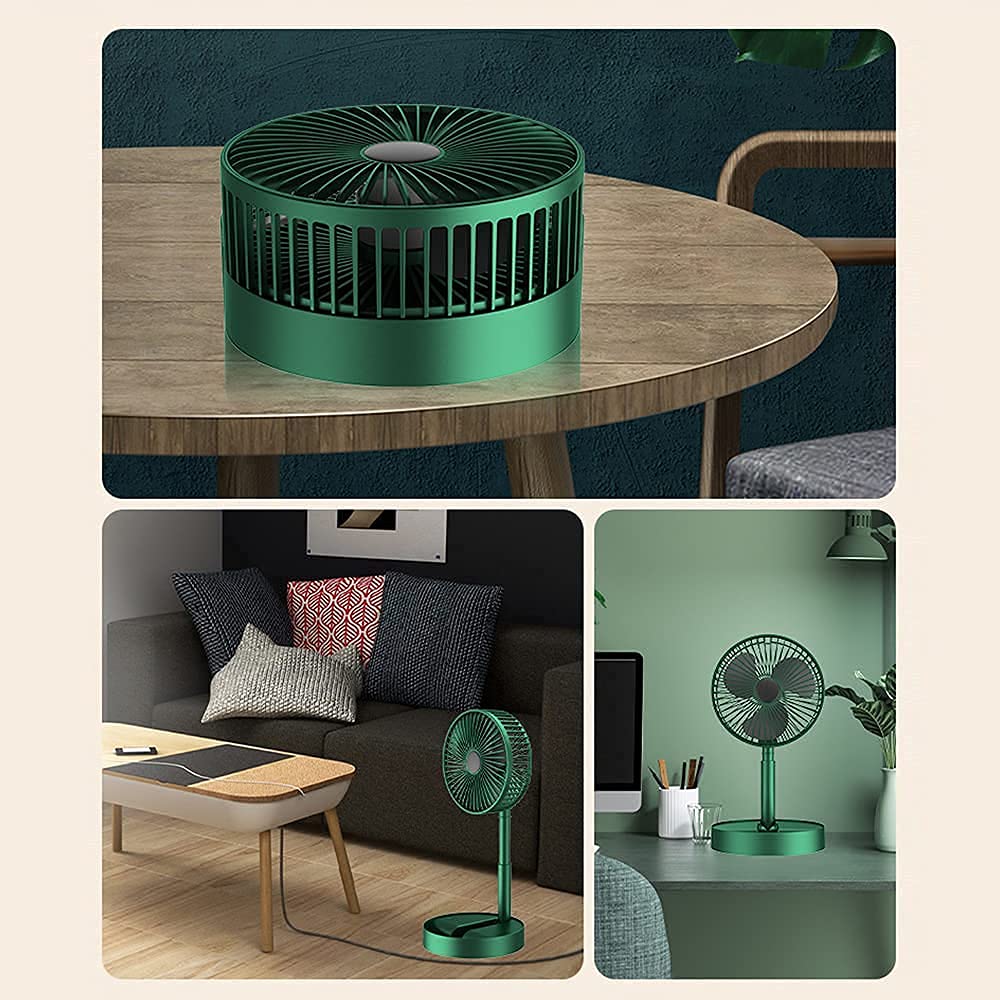 Portable Folding Pedestal Fan, 6.5-Inch Rechargeable USB Desk Fan with 3 Speeds and 2000mAh Battery, Adjustable and Compact for Home, Office, Camping, and Travel Use