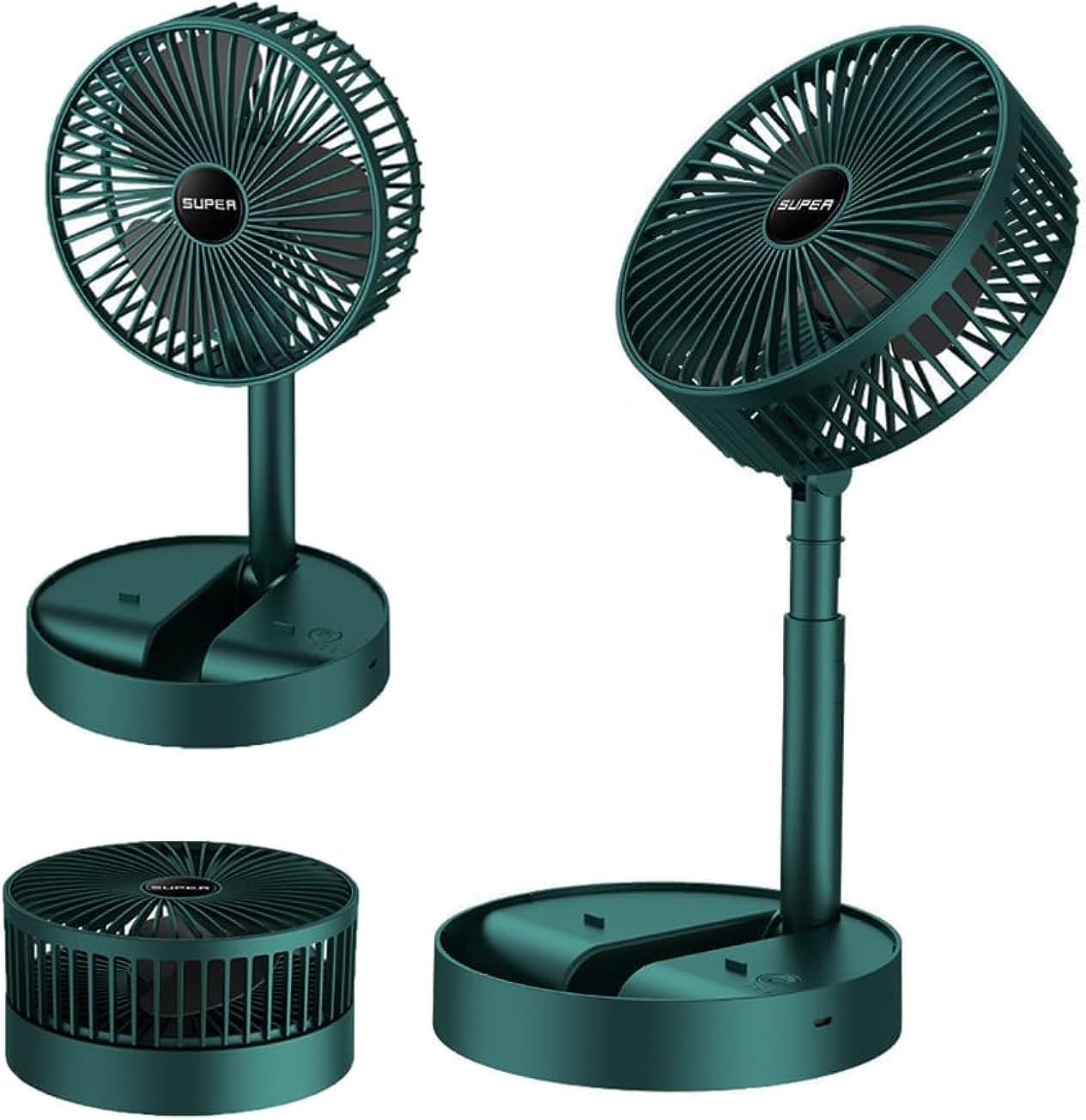 Portable Folding Pedestal Fan, 6.5-Inch Rechargeable USB Desk Fan with 3 Speeds and 2000mAh Battery, Adjustable and Compact for Home, Office, Camping, and Travel Use