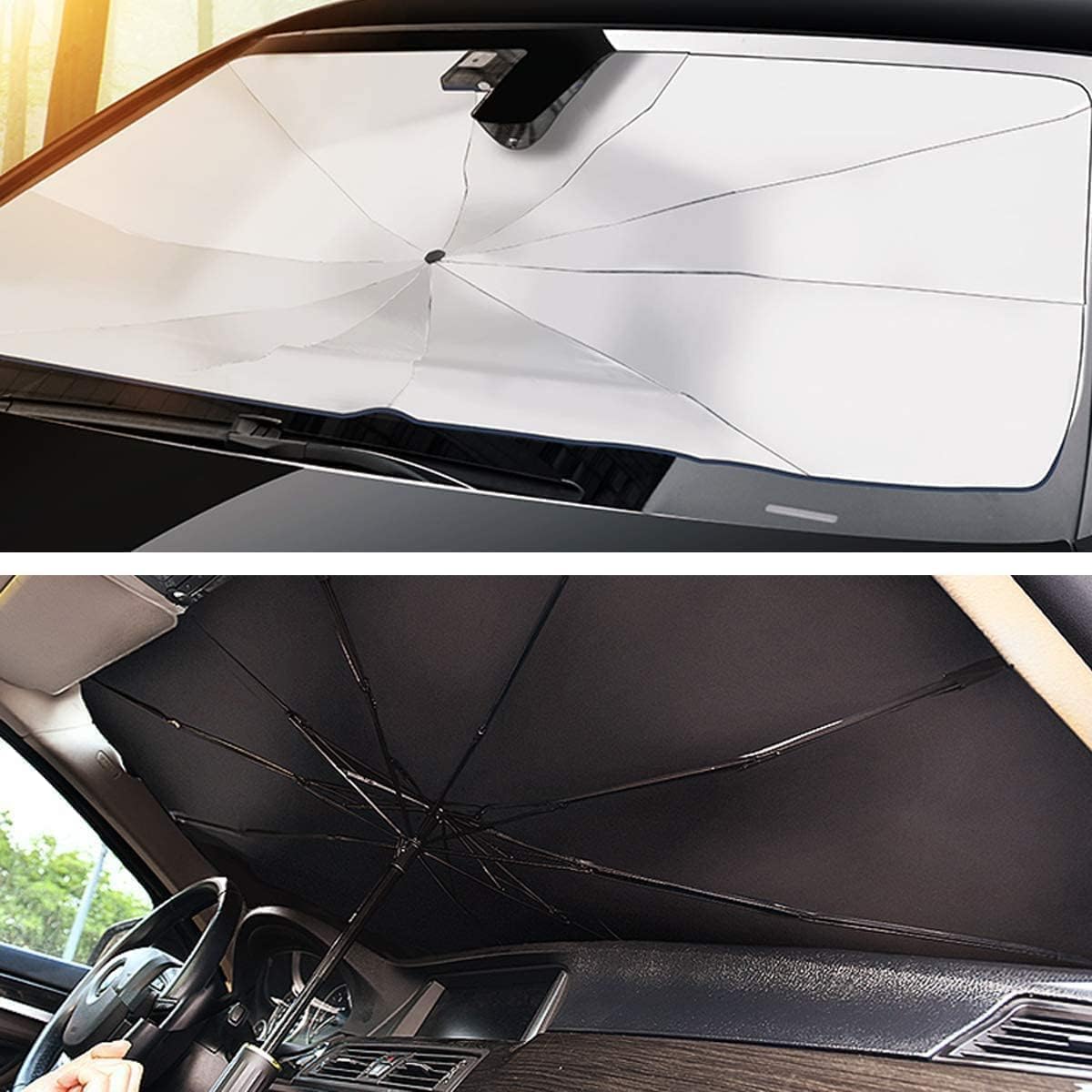 Foldable Car Windshield Sun Shade – Umbrella Design for Full Front Window Coverage, Heat & UV Protection for Most Vehicles
