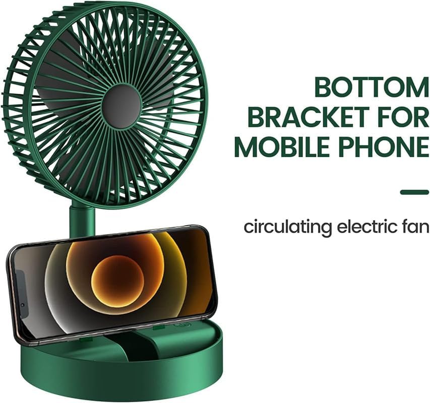 Portable Folding Pedestal Fan, 6.5-Inch Rechargeable USB Desk Fan with 3 Speeds and 2000mAh Battery, Adjustable and Compact for Home, Office, Camping, and Travel Use