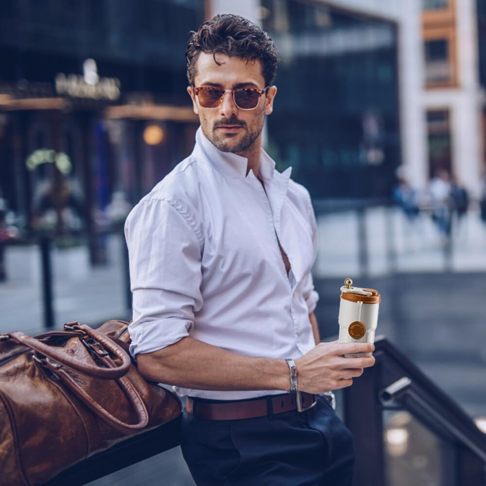 Premium Stainless Steel Insulated Tumbler with Lid – 400ml (14oz), Cream Keeps Beverages Hot or Cold for Hours – Ideal for Coffee, Tea, Juice & Smoothies Stylish, Reusable Travel Mug – Leak-Proof, Durable, and Easy to Carry