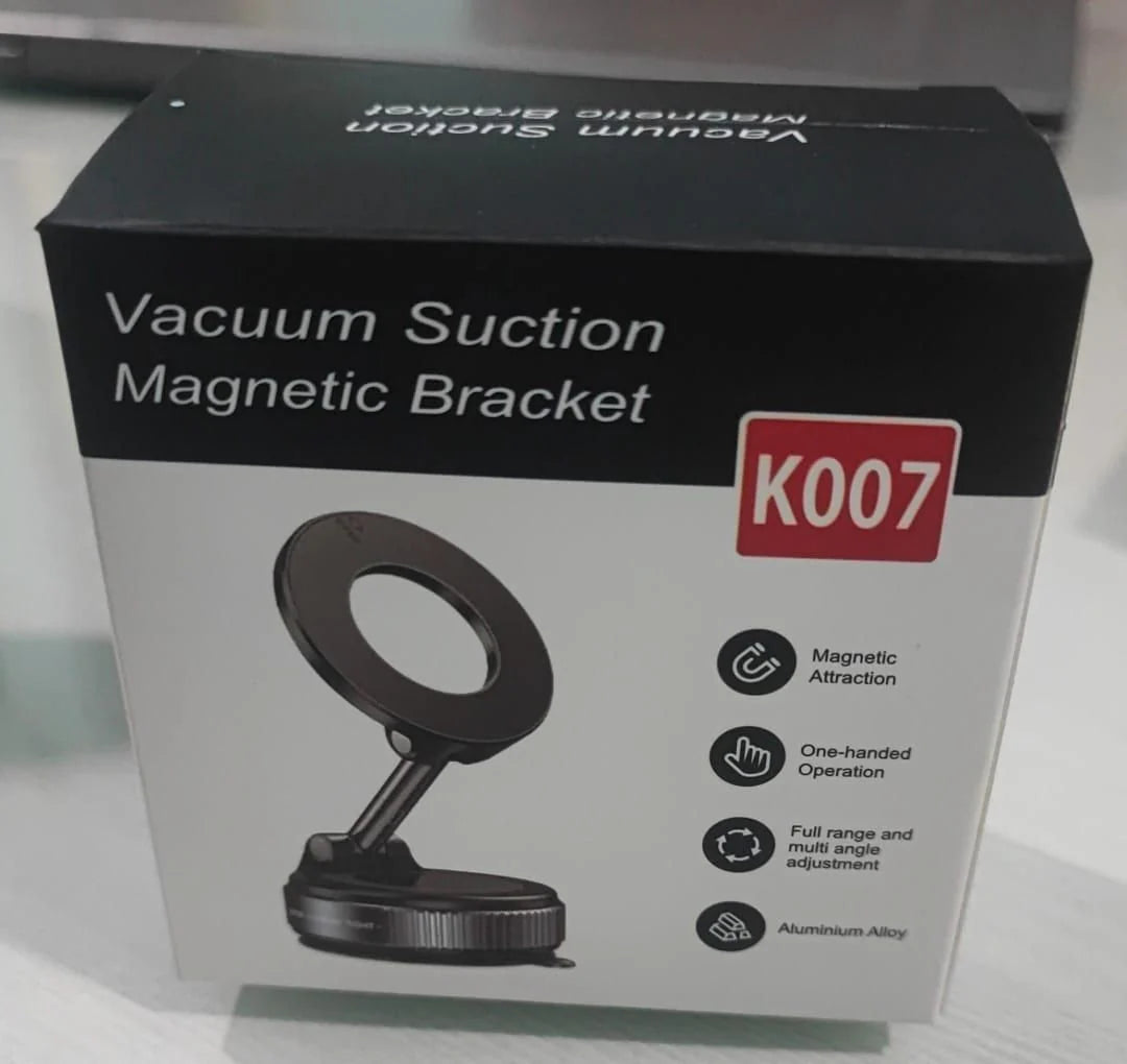 Magnetic Car Phone Mount with Vacuum Suction – 360° Rotation, Strong Grip for Dashboard & Windshield