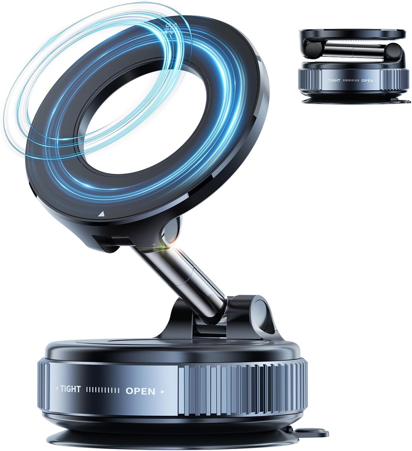 Magnetic Car Phone Mount with Vacuum Suction – 360° Rotation, Strong Grip for Dashboard & Windshield