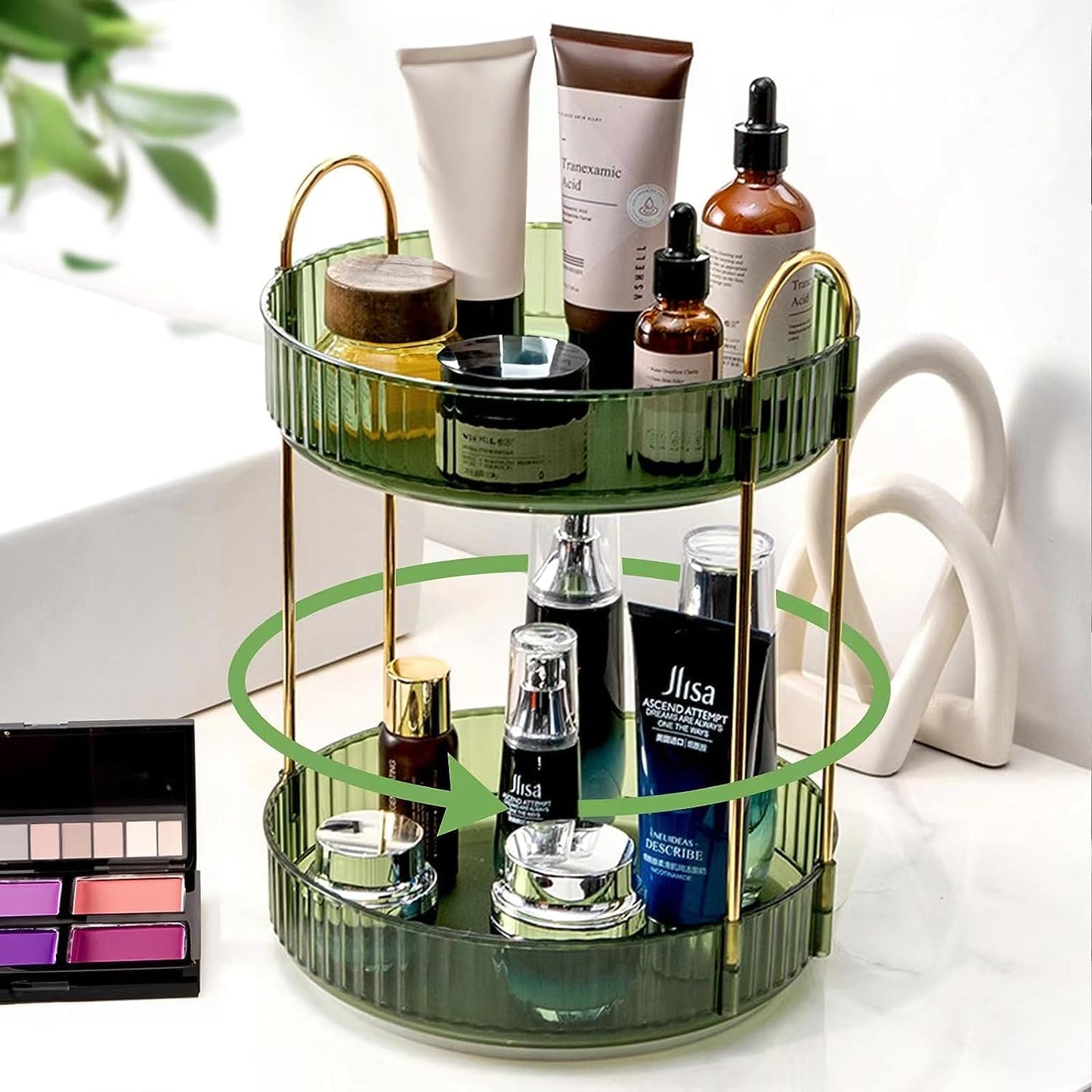 360° Rotating Makeup Organizer – Large Capacity Vanity Carousel for Cosmetics, Skincare, Perfume & Lipsticks | Spinning Countertop Storage Rack