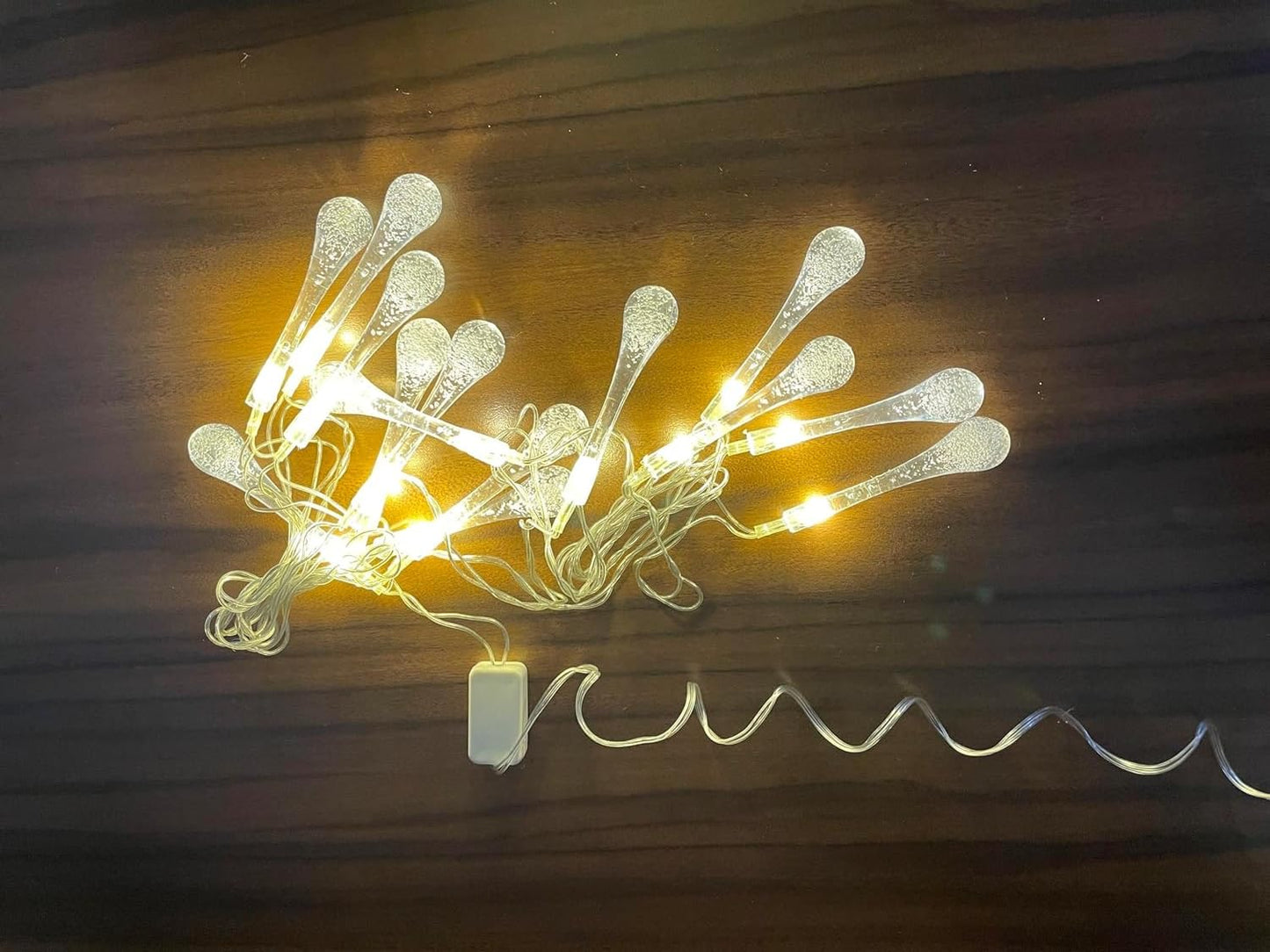TechLifestyle 14 LED Water Drop Fairy String Lights – Warm White Decorative Lights for Diwali, Christmas, Wedding & Home Decor