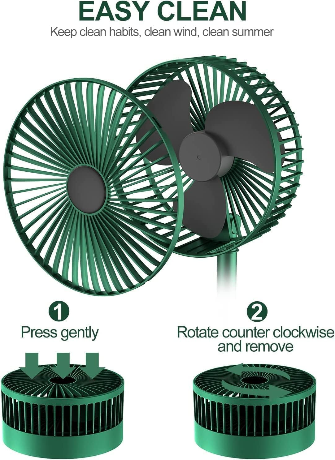 Portable Folding Pedestal Fan, 6.5-Inch Rechargeable USB Desk Fan with 3 Speeds and 2000mAh Battery, Adjustable and Compact for Home, Office, Camping, and Travel Use