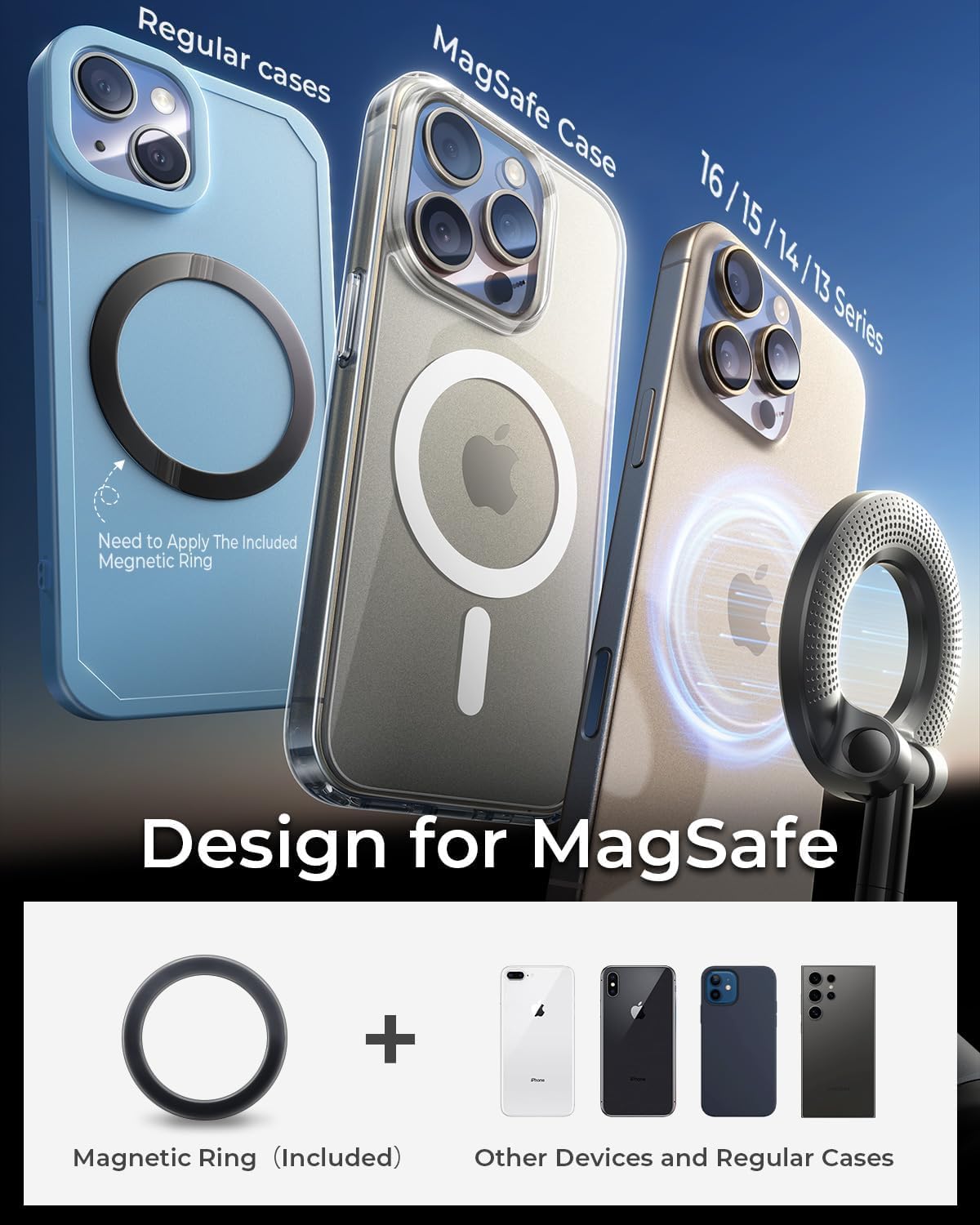Magnetic Car Phone Mount with Vacuum Suction – 360° Rotation, Strong Grip for Dashboard & Windshield