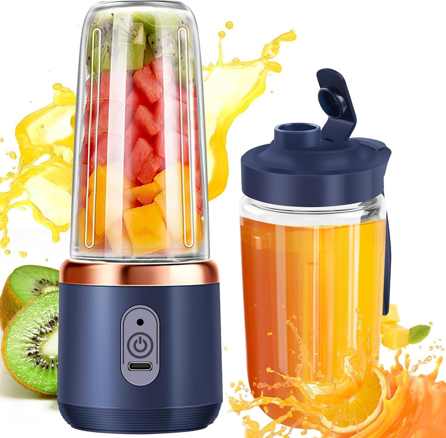 Portable Blender for Smoothies & Juices – 40W Ice-Crushing Power, 1800mAh Rechargeable Battery, Built-In 400ML Jar