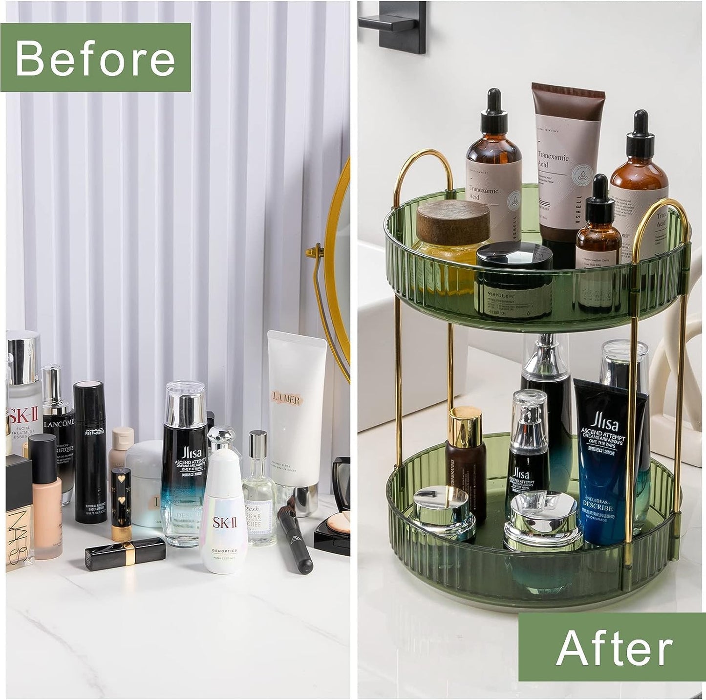 360° Rotating Makeup Organizer – Large Capacity Vanity Carousel for Cosmetics, Skincare, Perfume & Lipsticks | Spinning Countertop Storage Rack