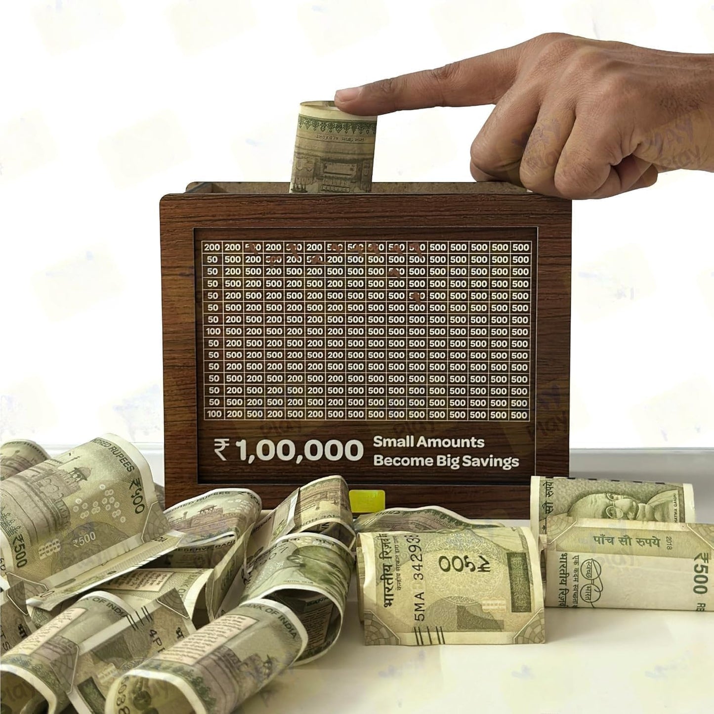 ₹1,00,000 Saving Boxes – Durable, Stylish & Functional | Ideal for Kids, Adults & Collectors | Cash Vault Wooden Coin Piggy Bank