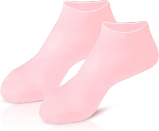 Moisturizing Gel Heel Socks for Cracked Feet – Silicone Spa Socks with Natural Oils & Vitamin E for Women & Men – 2 Pair (Multicolor)
