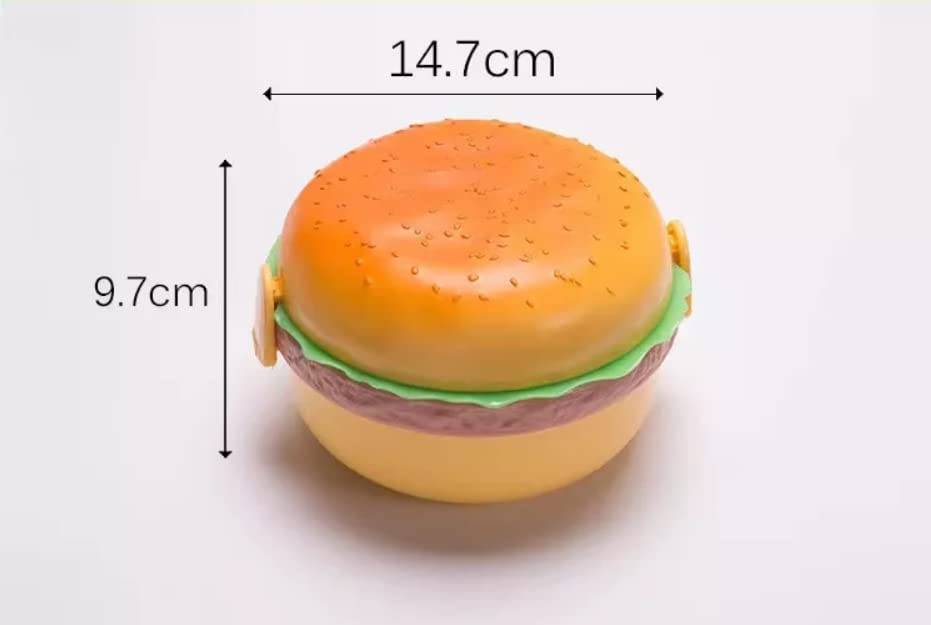 Techlife Burger Tiffin Box for Kids – Plastic Lunch Box with Compartments & Spoon