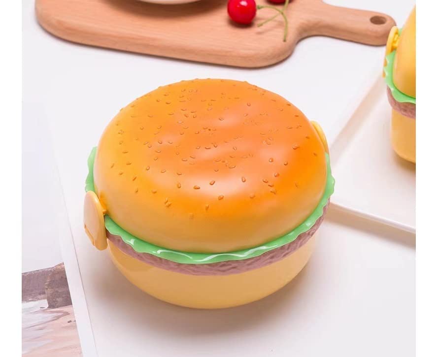 Techlife Burger Tiffin Box for Kids – Plastic Lunch Box with Compartments & Spoon