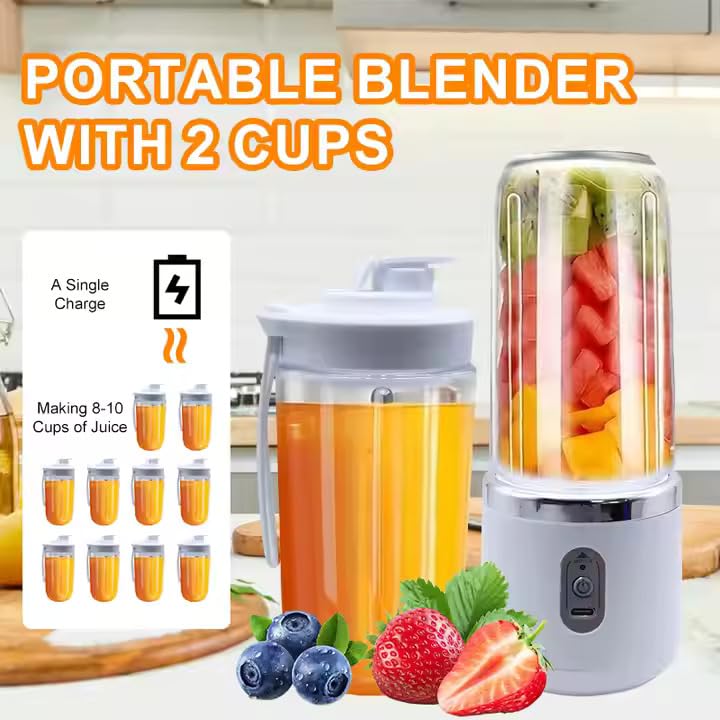 Portable Blender for Smoothies & Juices – 40W Ice-Crushing Power, 1800mAh Rechargeable Battery, Built-In 400ML Jar