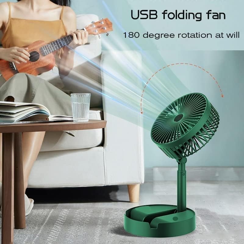 Portable Folding Pedestal Fan, 6.5-Inch Rechargeable USB Desk Fan with 3 Speeds and 2000mAh Battery, Adjustable and Compact for Home, Office, Camping, and Travel Use