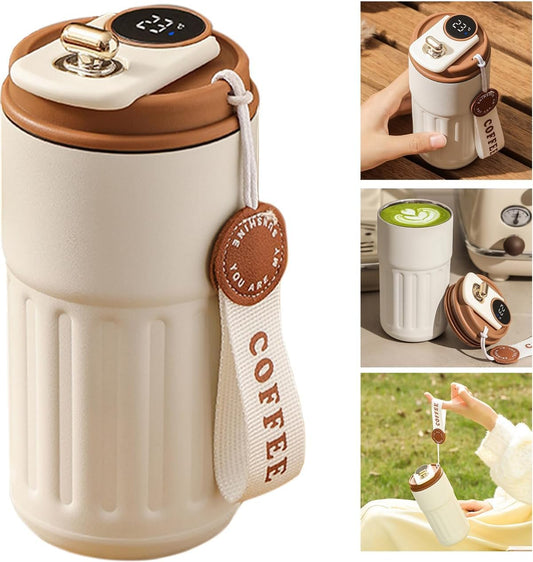 Premium Stainless Steel Insulated Tumbler with Lid – 400ml (14oz), Cream Keeps Beverages Hot or Cold for Hours – Ideal for Coffee, Tea, Juice & Smoothies Stylish, Reusable Travel Mug – Leak-Proof, Durable, and Easy to Carry