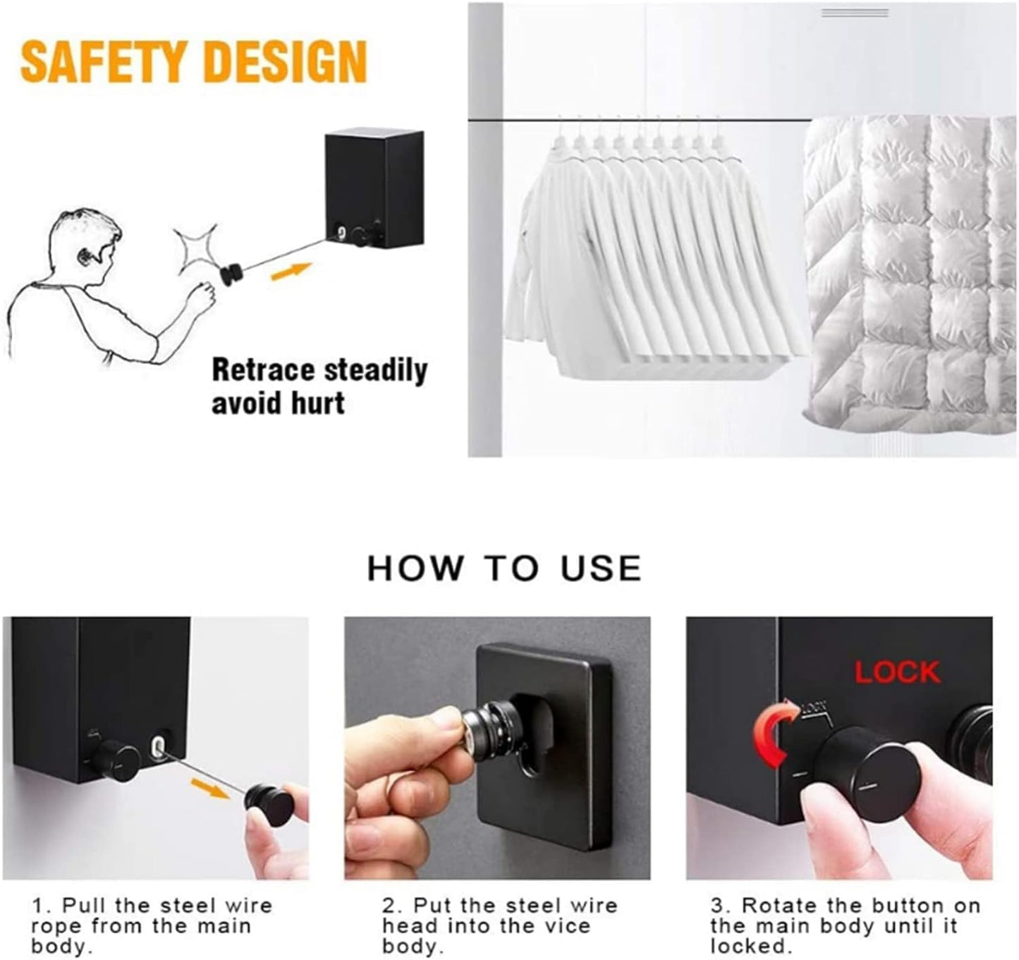 Premium Invisible Telescopic Drying Line – No Drill, Wall Fixable, Ideal for Small Spaces