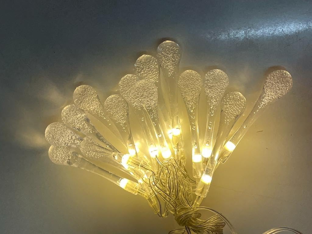 TechLifestyle 14 LED Water Drop Fairy String Lights – Warm White Decorative Lights for Diwali, Christmas, Wedding & Home Decor