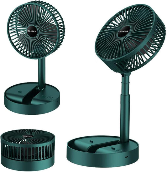 Portable Folding Pedestal Fan, 6.5-Inch Rechargeable USB Desk Fan with 3 Speeds and 2000mAh Battery, Adjustable and Compact for Home, Office, Camping, and Travel Use