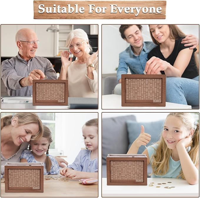 ₹1,00,000 Saving Boxes – Durable, Stylish & Functional | Ideal for Kids, Adults & Collectors | Cash Vault Wooden Coin Piggy Bank