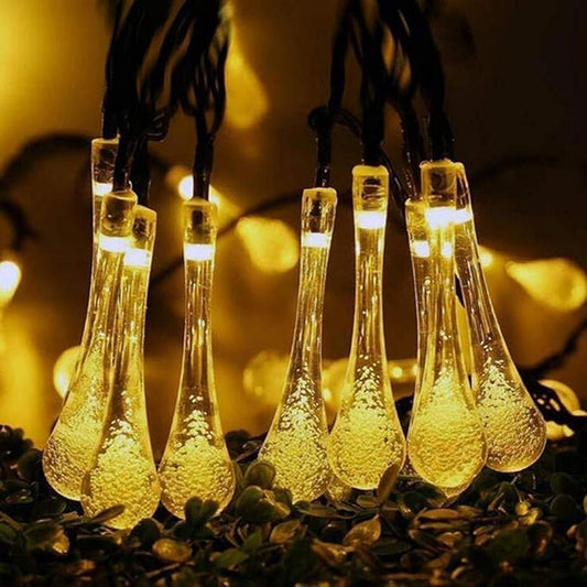 TechLifestyle 14 LED Water Drop Fairy String Lights – Warm White Decorative Lights for Diwali, Christmas, Wedding & Home Decor
