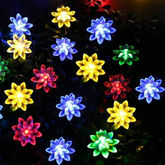 TechLifestyle 15 LED Lotus String Lights – Multicolor Decorative Lights for Diwali, Parties, Weddings & Home Decor