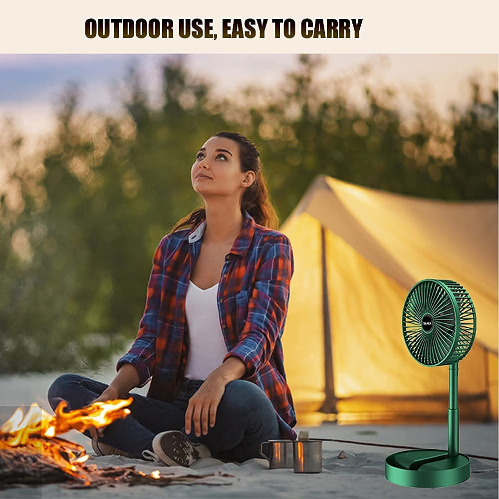 Portable Folding Pedestal Fan, 6.5-Inch Rechargeable USB Desk Fan with 3 Speeds and 2000mAh Battery, Adjustable and Compact for Home, Office, Camping, and Travel Use
