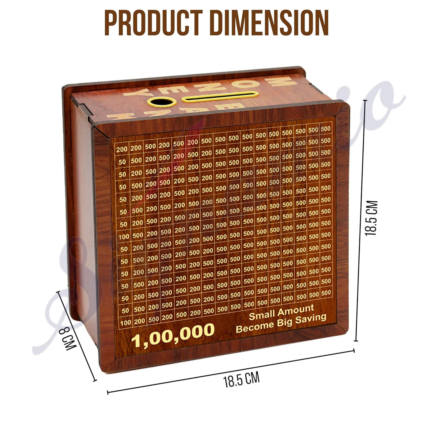 ₹1,00,000 Saving Boxes – Durable, Stylish & Functional | Ideal for Kids, Adults & Collectors | Cash Vault Wooden Coin Piggy Bank