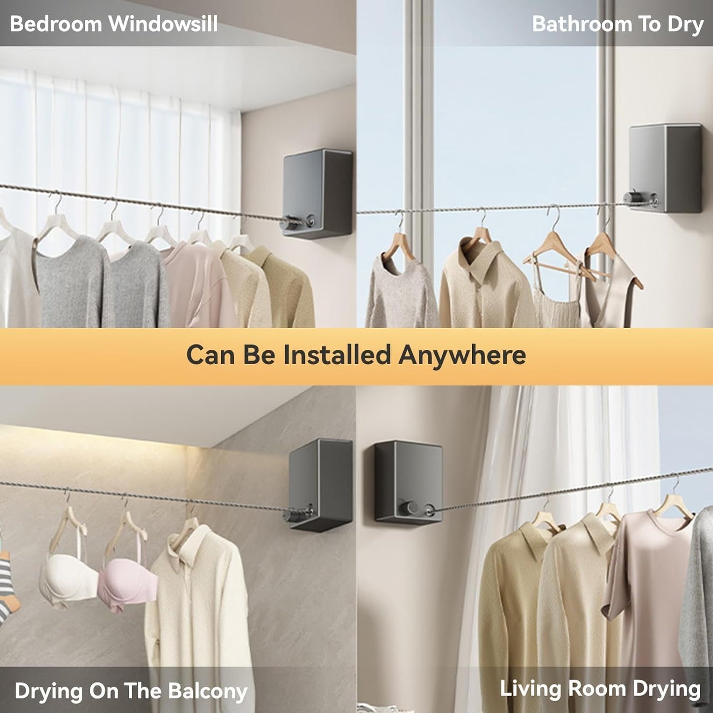 Premium Invisible Telescopic Drying Line – No Drill, Wall Fixable, Ideal for Small Spaces