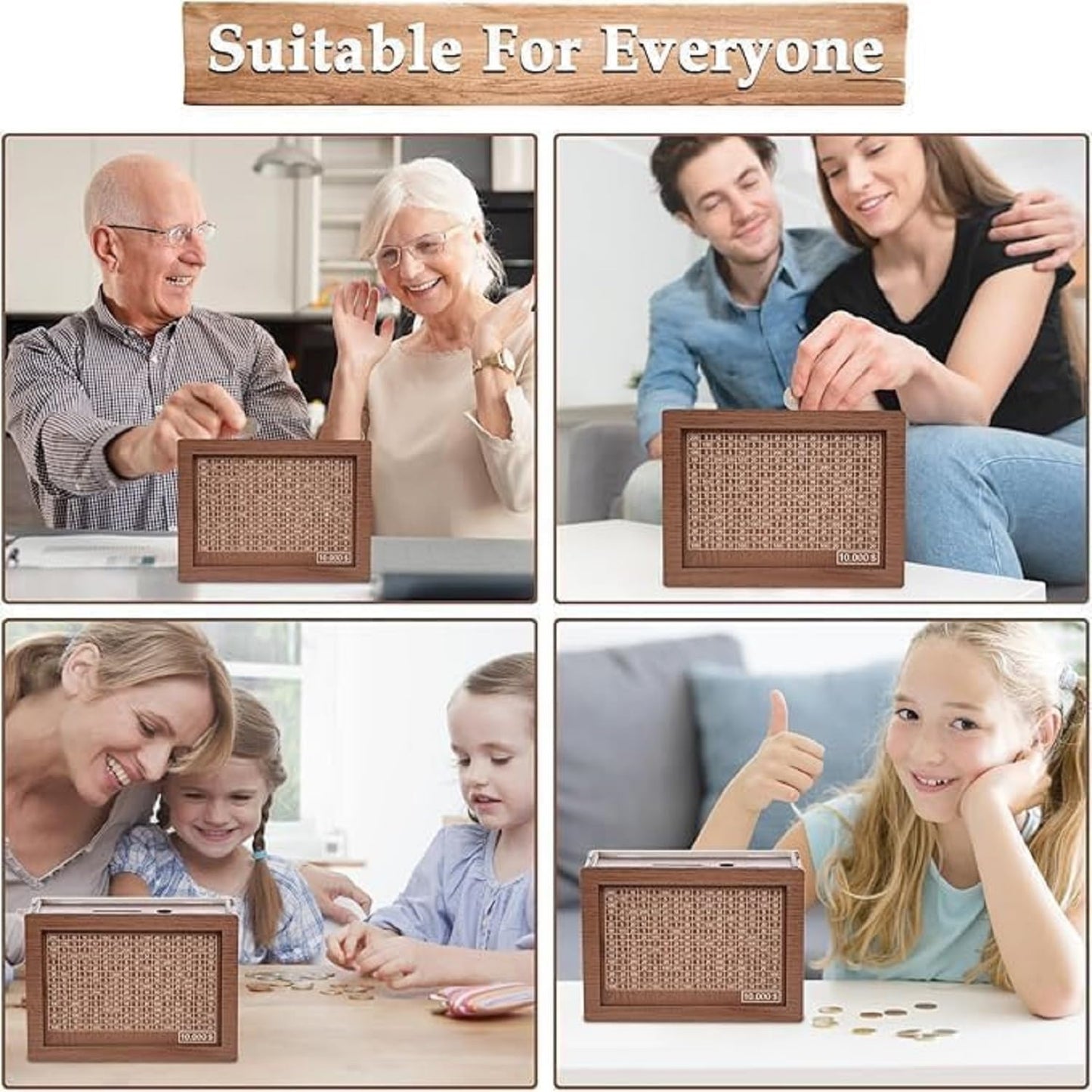 ₹1,00,000 Saving Boxes – Durable, Stylish & Functional | Ideal for Kids, Adults & Collectors | Cash Vault Wooden Coin Piggy Bank
