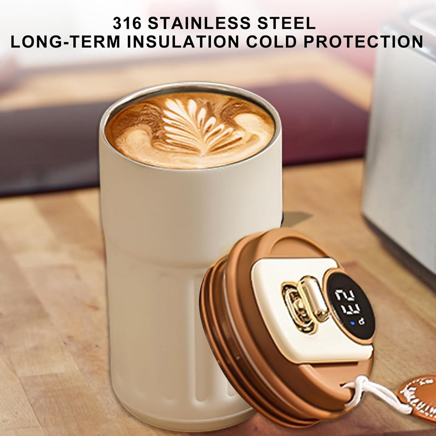 Premium Stainless Steel Insulated Tumbler with Lid – 400ml (14oz), Cream Keeps Beverages Hot or Cold for Hours – Ideal for Coffee, Tea, Juice & Smoothies Stylish, Reusable Travel Mug – Leak-Proof, Durable, and Easy to Carry