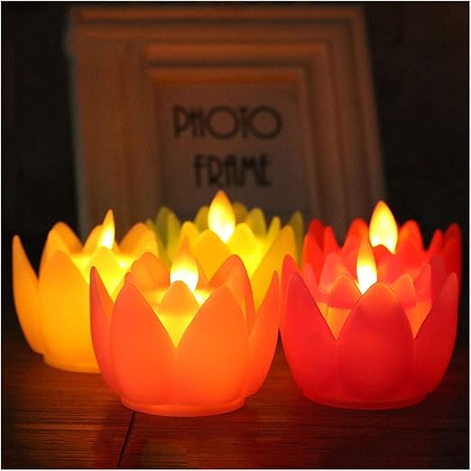 Lotus Shape Realistic Plastic  Battery Operated  LED Candle