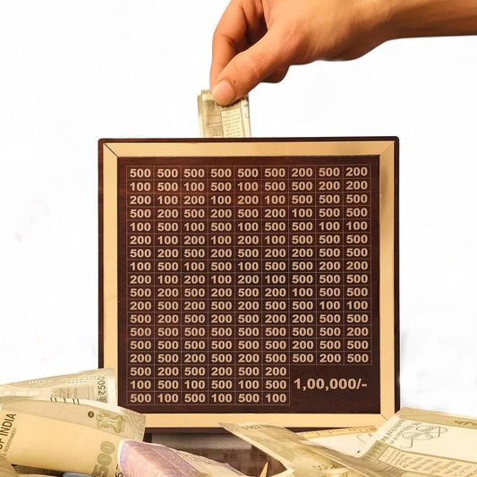 ₹1,00,000 Saving Boxes – Durable, Stylish & Functional | Ideal for Kids, Adults & Collectors | Cash Vault Wooden Coin Piggy Bank