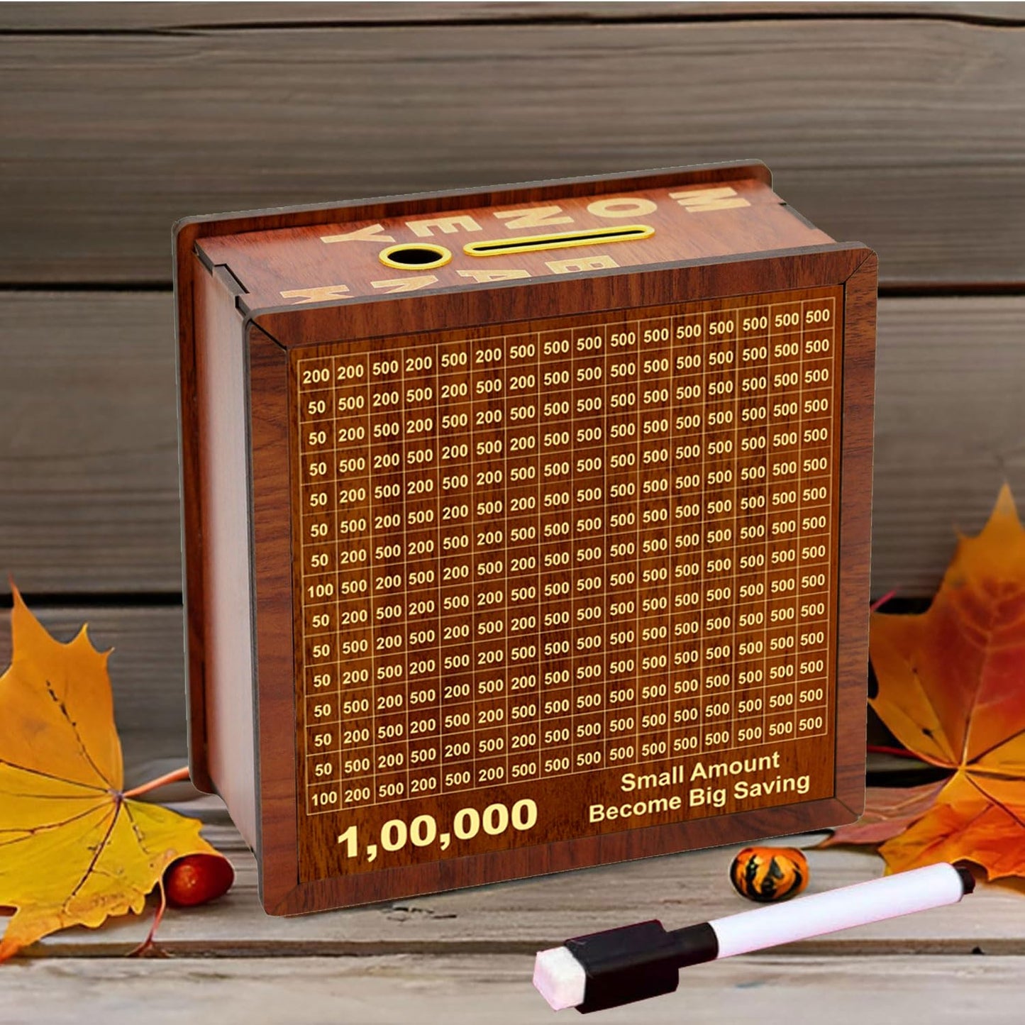 ₹1,00,000 Saving Boxes – Durable, Stylish & Functional | Ideal for Kids, Adults & Collectors | Cash Vault Wooden Coin Piggy Bank