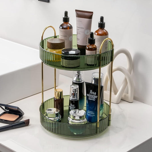 360° Rotating Makeup Organizer – Large Capacity Vanity Carousel for Cosmetics, Skincare, Perfume & Lipsticks | Spinning Countertop Storage Rack