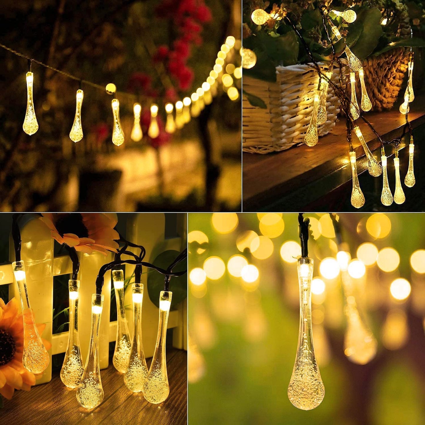 TechLifestyle 14 LED Water Drop Fairy String Lights – Warm White Decorative Lights for Diwali, Christmas, Wedding & Home Decor